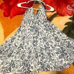 white and blue floral summer dress